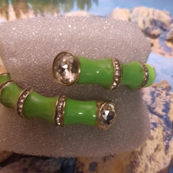 Heidi Daus Jewelry Heidi Daus Bamboozled Crystal Green Enamel Cuff